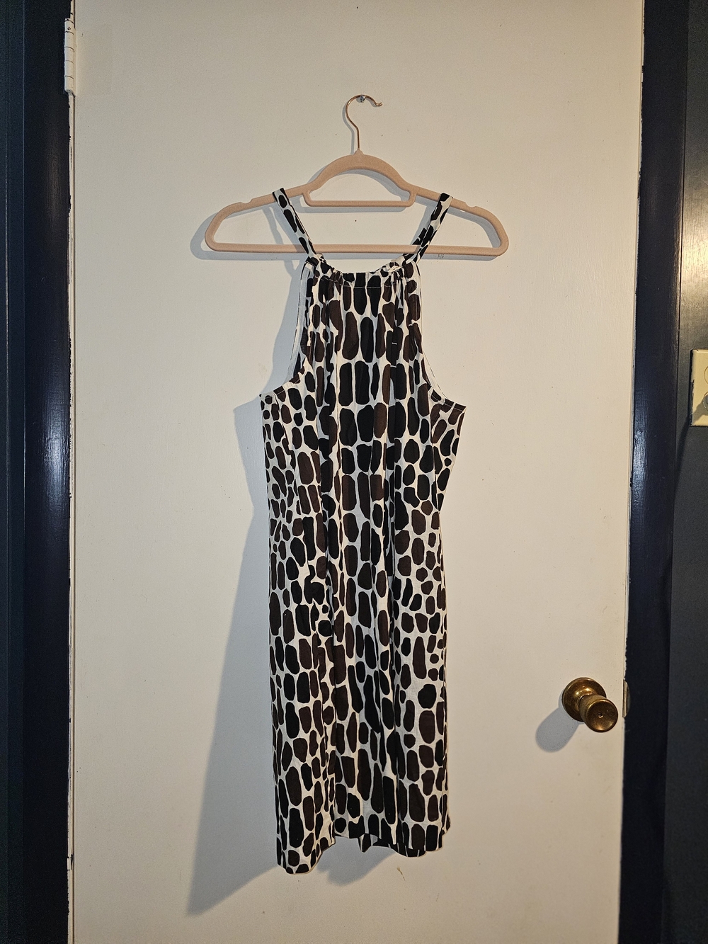 Trina Turk Brown & White Printed Mini Halter Dress